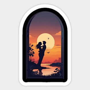 "Twilight Whispers of Two Hearts" Sticker